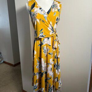 Gold and Blue A-line sleeveless dress, size M